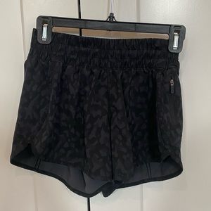 Black leopard print lululemon shorts